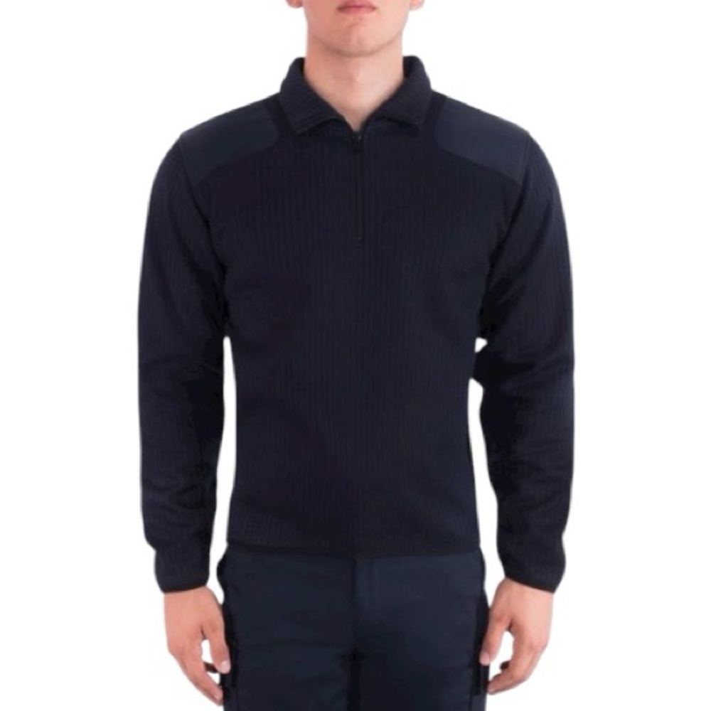 Eddie Bauer Quarter Zip Ribbed Fleece Lined Shoulder Elbow Patches Pullover